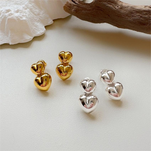 A41033 sterling silver heart stud fashion elegant simple earrings