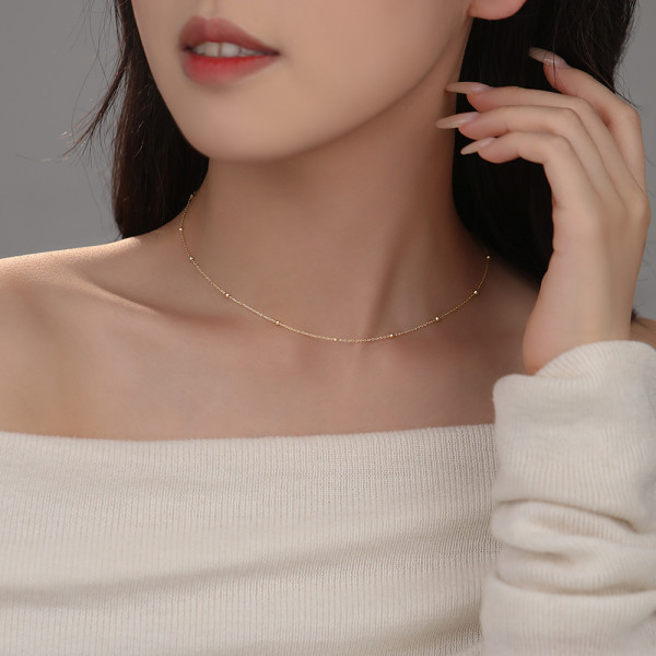 A43880 s925 sterling silver bead fashion simple unique trendy necklace