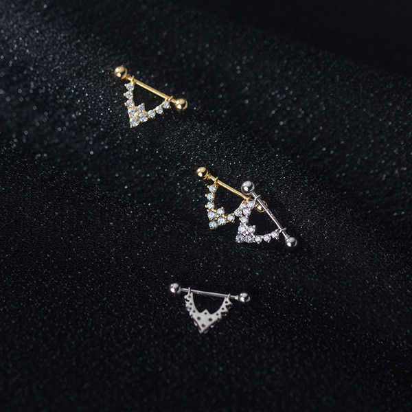 A33723 s925 sterling silver chic rhinestoneV simple earrings