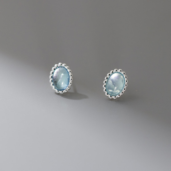 A42911 s925 sterling silver vintage geometric oval stud elegant earrings