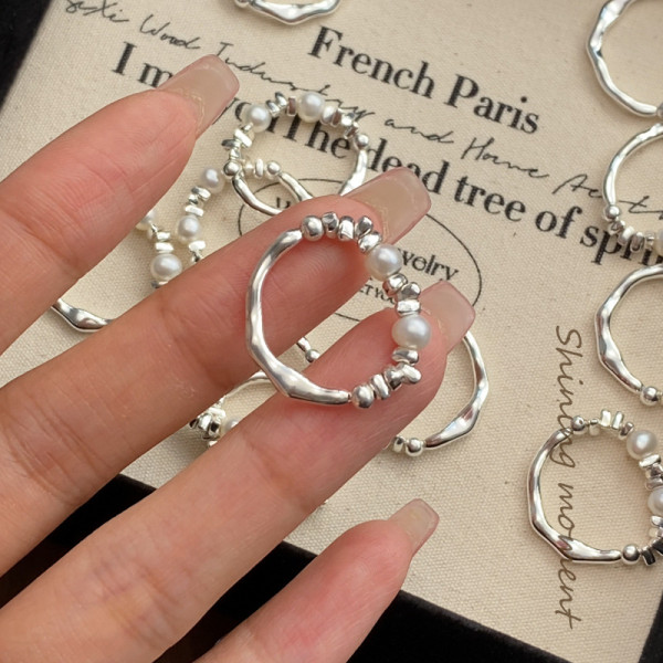 A40742 s925 sterling silver design pearl unique ring