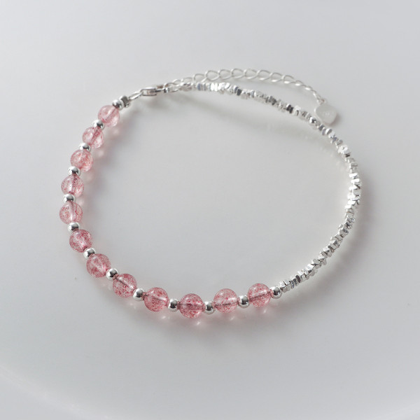 A38915 s925 sterling silver trendy strawberry charm sweet bracelet