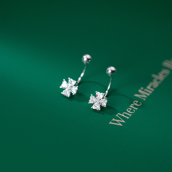 A32284 s925 sterling silver trendy rhinestone sweet chic earrings