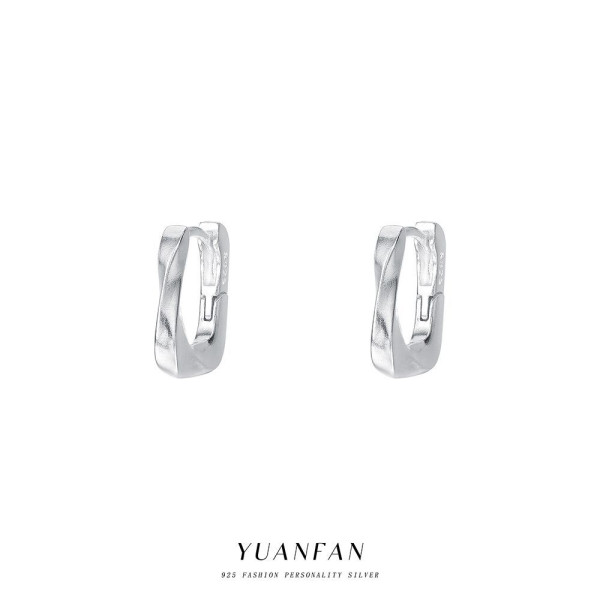 A42605 s925 sterling silver unique square hoop earrings