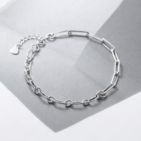 A42127 s925 silver simple geometric charm elegant oval bracelet