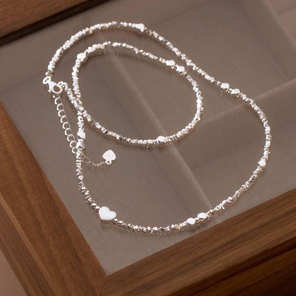 A42901 s925 sterling silver heart design elegant necklace