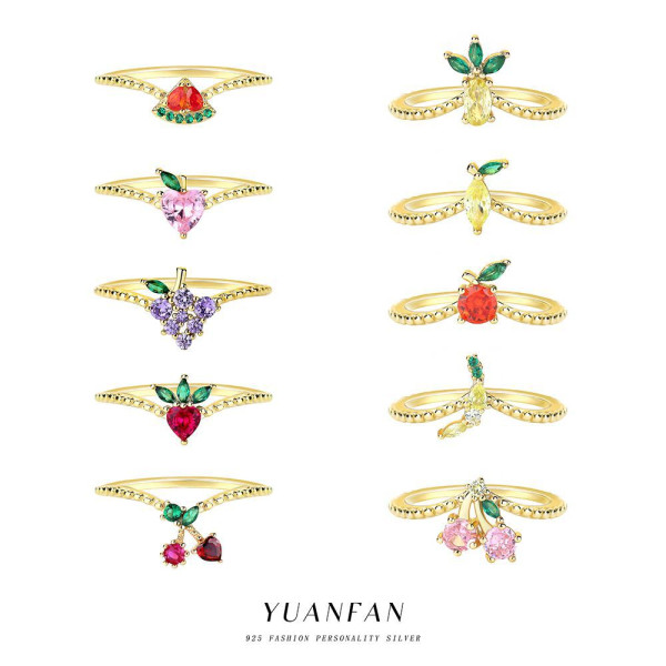 A43021 s925 cute strawberry ring