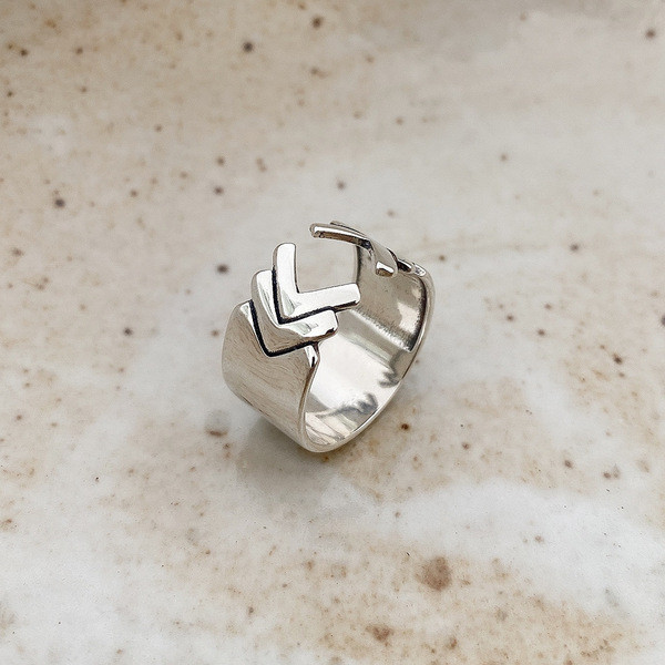 A32595 designer 925 sterling silver circle vintage ring
