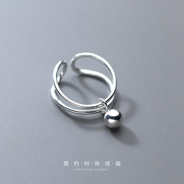 A32158 s925 sterling silver chic pendant doublelayer bar adjustable ring