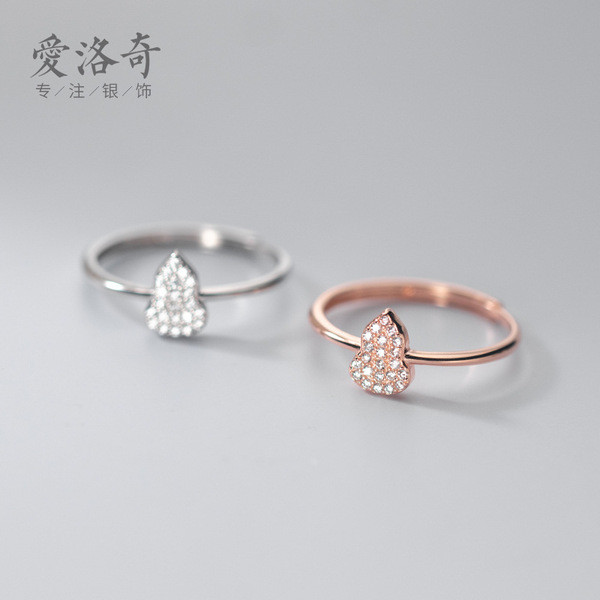 A32125 s925 sterling silver rhinestone chic adjustable ring