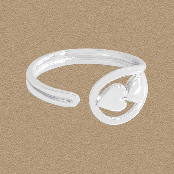 A45492 heart adjustable sterling silver s925 heartshape ring