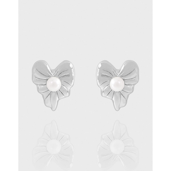 A43270 design heart pearl stud sterling silver s925 earrings