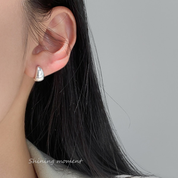 A46149 s925 sterling silver dainty simple circle wide ear buckle