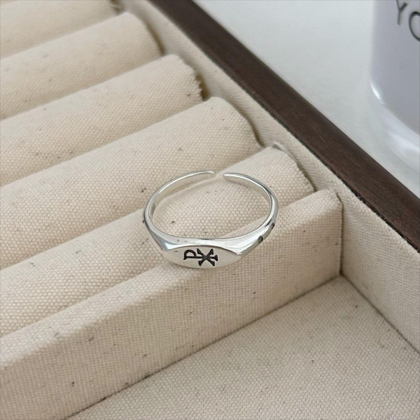 A42734 sterling silver vintage simple fashion adjustable ring