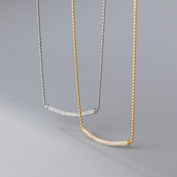 A37465 s925 sterling silver rhinestone bead design elegant necklace