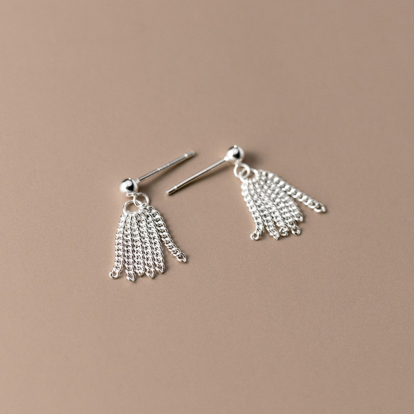 A43801 s925 sterling silver trendy sweet fringe stud earrings