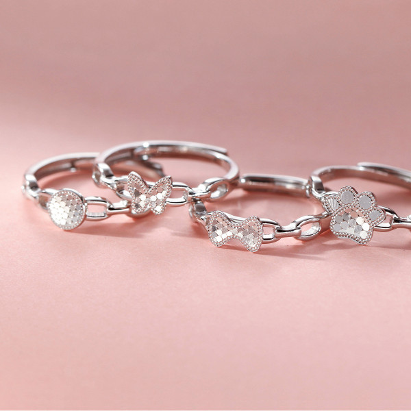 A40912 s925 sterling silver butterfly circle trendy ring