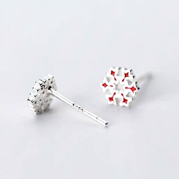 A44843 s925 silver trendy christmas snowflake stud elegant flower earrings