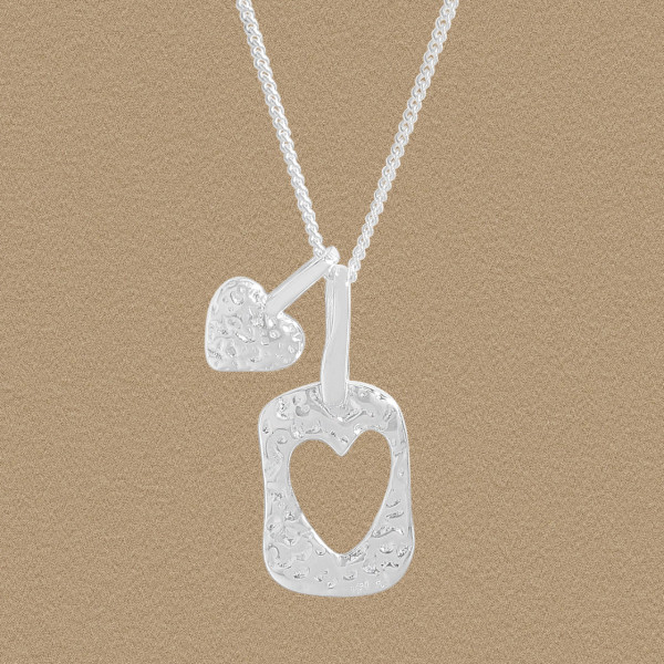 A45901 double heart sterling silver s925 heartshape necklace
