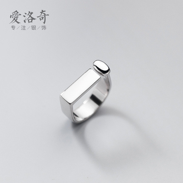 A32139 s925 sterling silver wide initialD ring