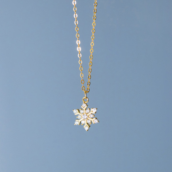 A44818 s925 sterling silver rhinestone snowflake christmas necklace
