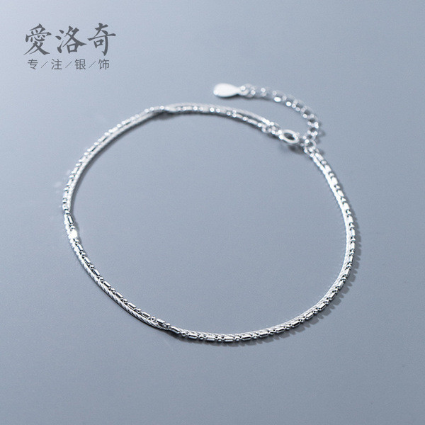 A33374 s925 sterling silver simple doublelayer anklet fashion trendy chic bracelet