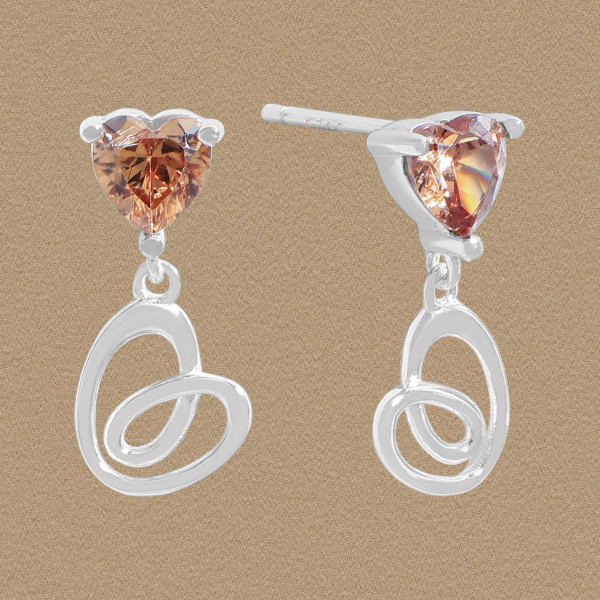 A45674 heart cubic zirconia stud sterling silver s925 heartshape earrings