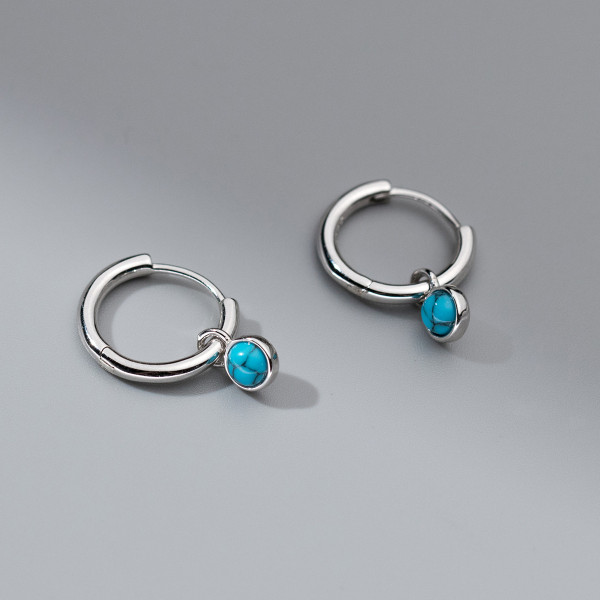 A40813 s925 sterling silver blue circle elegant unique earrings