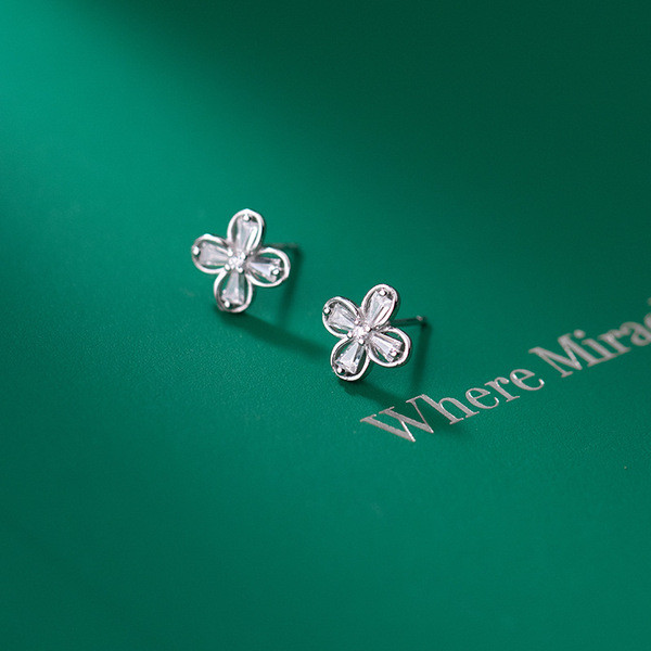 A32268 s925 sterling silver sweet cute unique rhinestone earrings