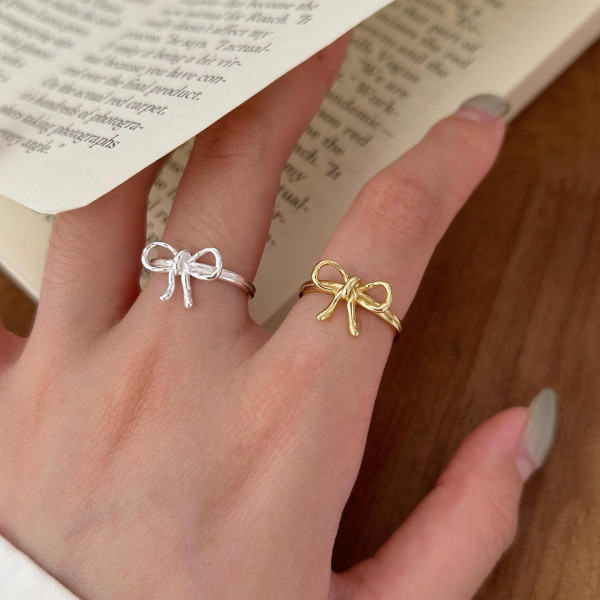 A43726 simple s925 sterling silver butterfly unique circle ring