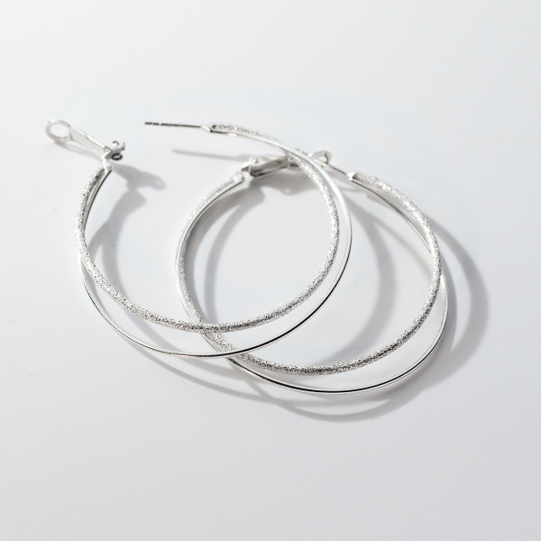 A39583 s925 sterling silver double layered elegant big hoop unique grade earrings