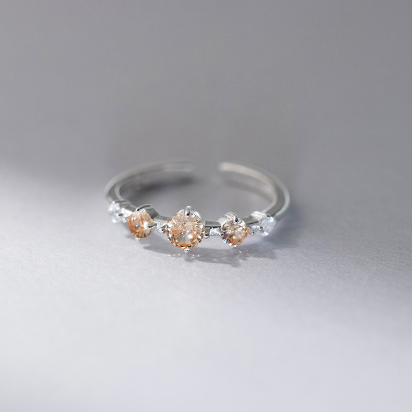 A43812 s925 sterling silver trendy sweet rhinestone adjustable ring