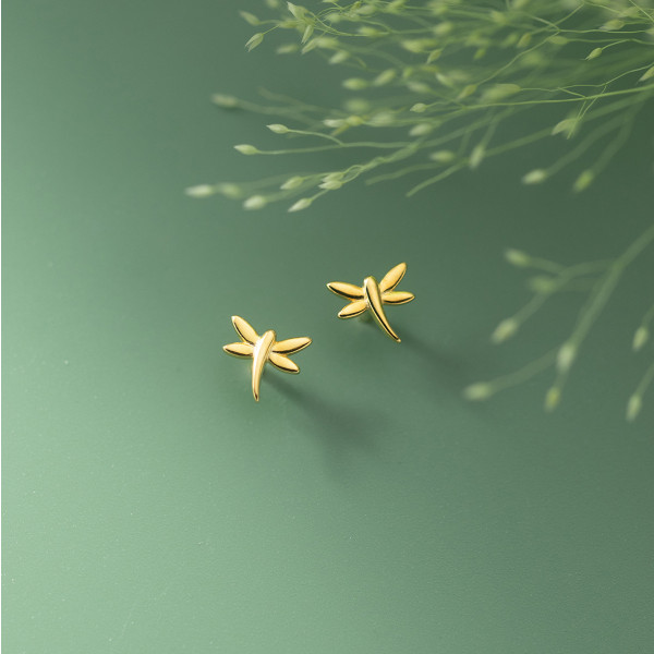 A39802 s925 silver dragonfly stud cute unique elegant earrings