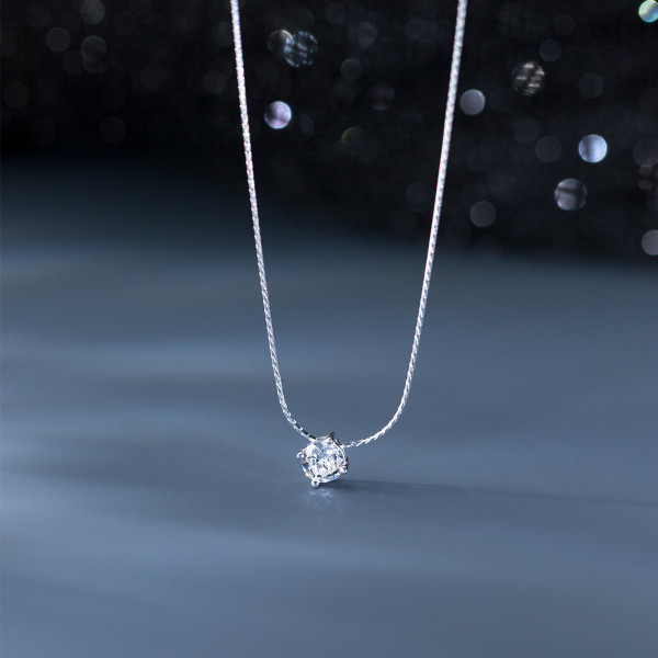 A43504 s925 sterling silver trendy sweet unique rhinestone necklace