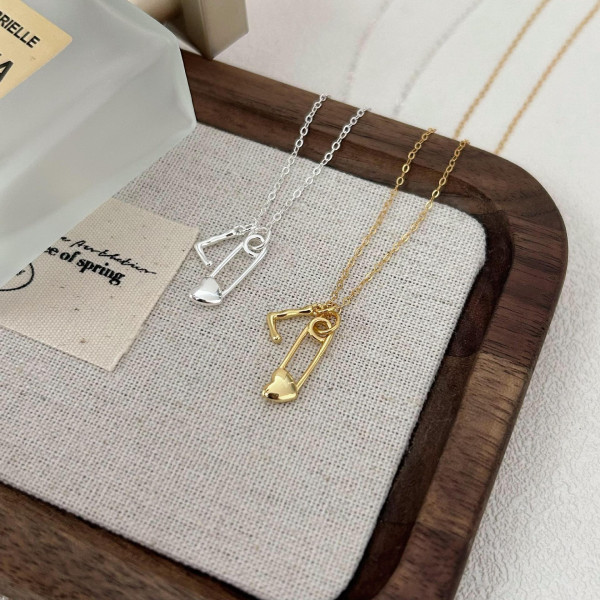 A43712 sterling silver heart simple elegant necklace