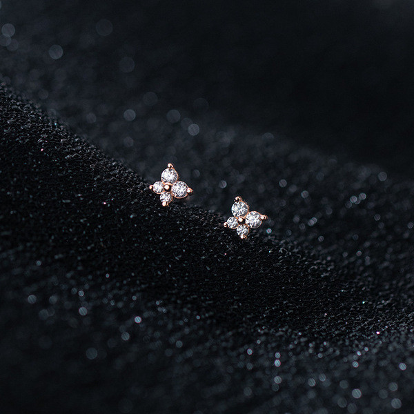 A33211 s925 sterling silver simple rhinestone earrings