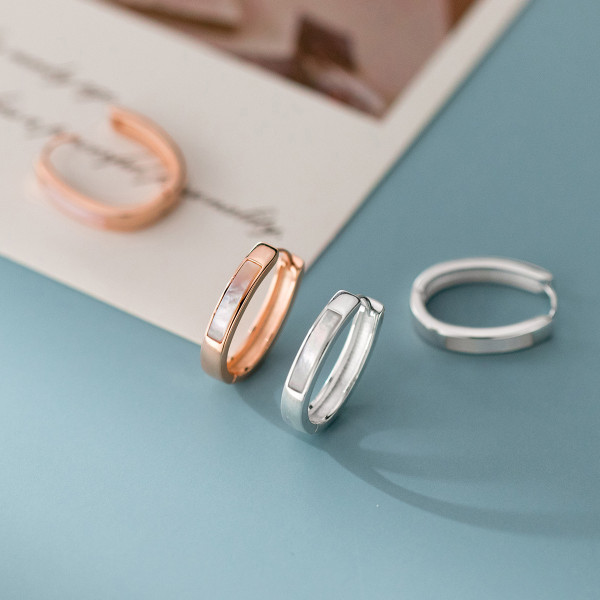 A43187 s925 sterling silver oval square fashion earrings
