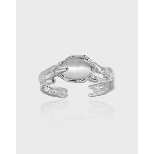 A39370 adjustable cateye s925 sterling silver ring