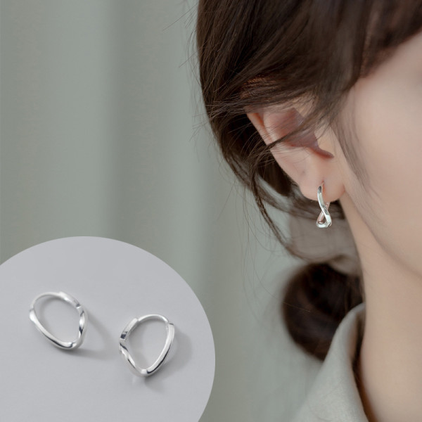 A40675 s925 silver unique fashion elegant oval geometric earrings