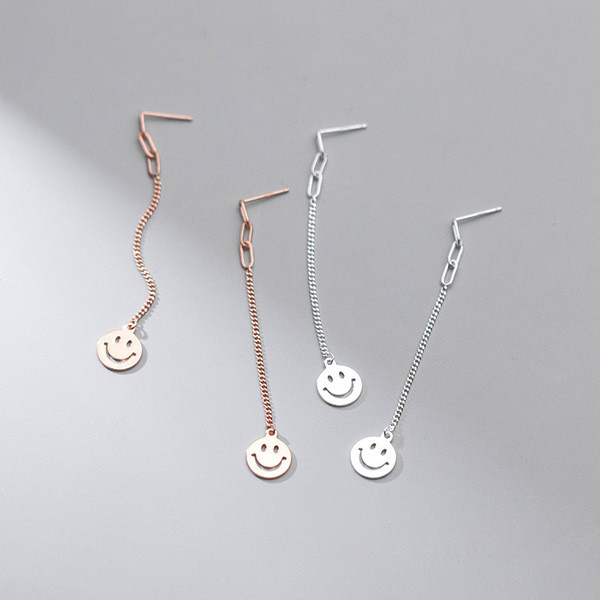 A31569 s925 sterling silver simple smile dangleearrings