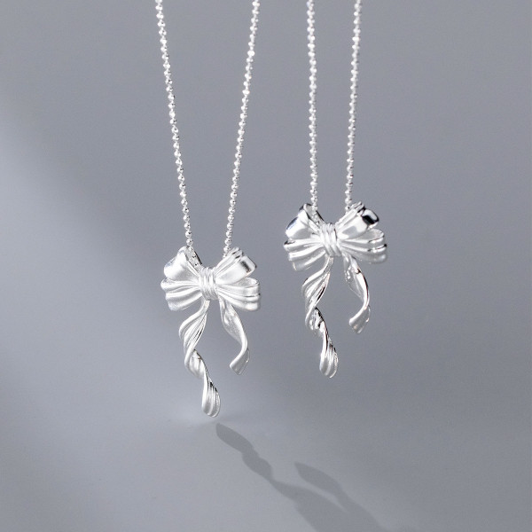 A41900 s925 sterling silver butterfly fringe design necklace
