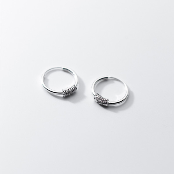 A35961 s925 sterling silver bar rope simple cute earrings