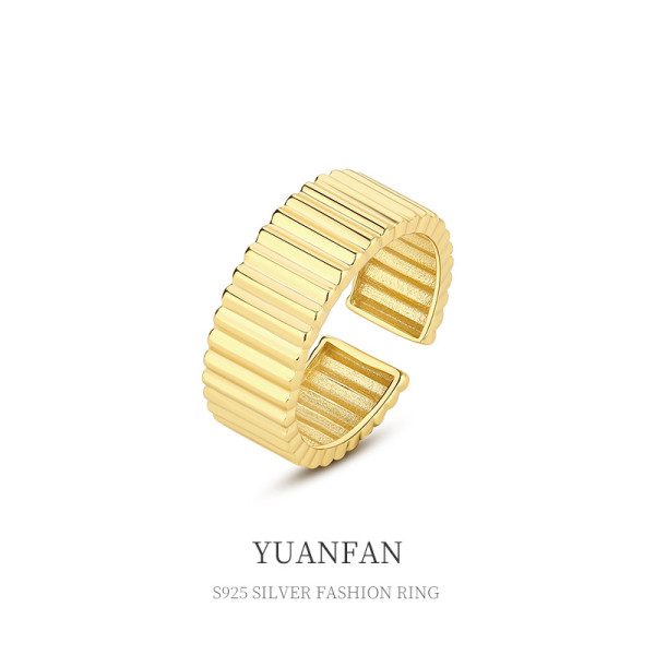 A36249 s925 sterling silver simple adjustable irregular ring