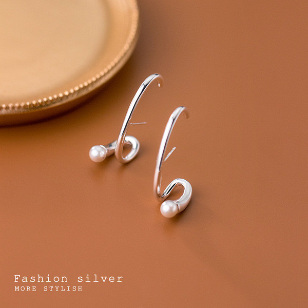 A31552 s925 sterling silver pearl chic simple earrings