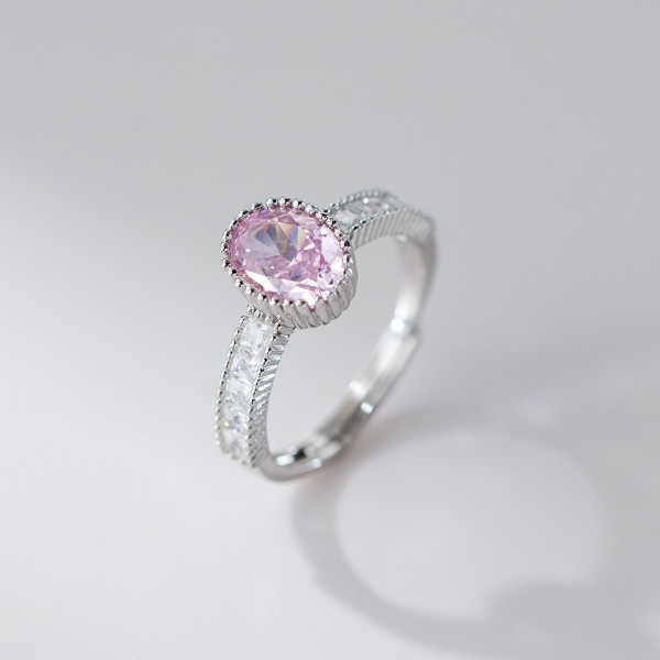 A46016 s925 sterling silver princess pink rhinestone extra ring