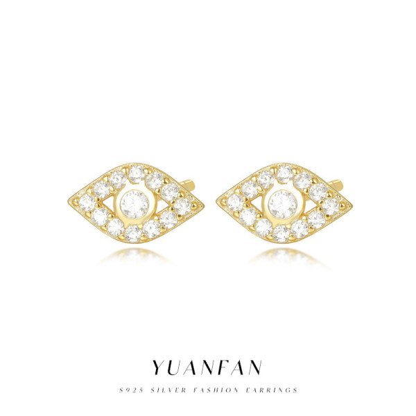A41649 s925 sterling silver cubic zirconia stud earrings eye elegant earrings