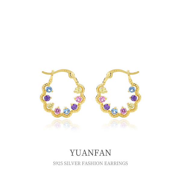 A37095 925 sterling silver  colorful cubiczirconia dangleearrings