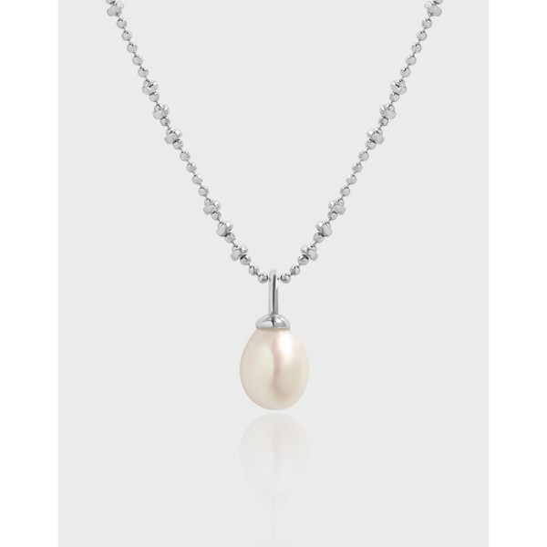 A38641 design simple quality fresh water pearl bead s925 sterling silver necklace