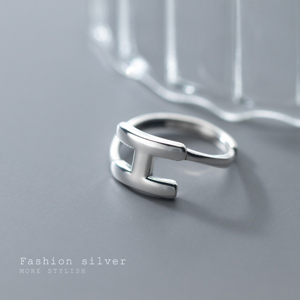 A32195 s925 sterling silver initialH chic uniqu ring