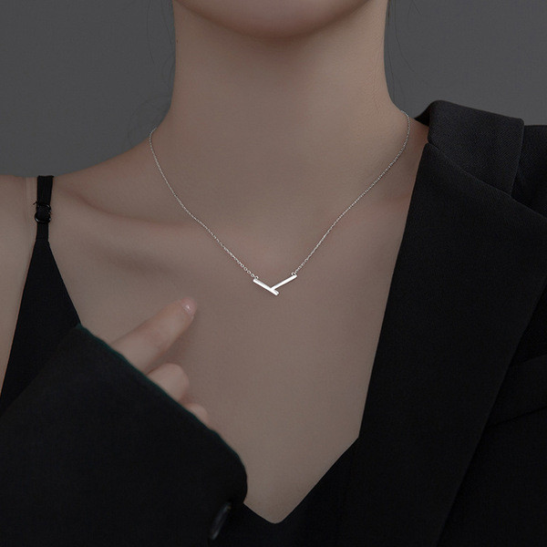 A34553 s925 sterling silver simple necklace
